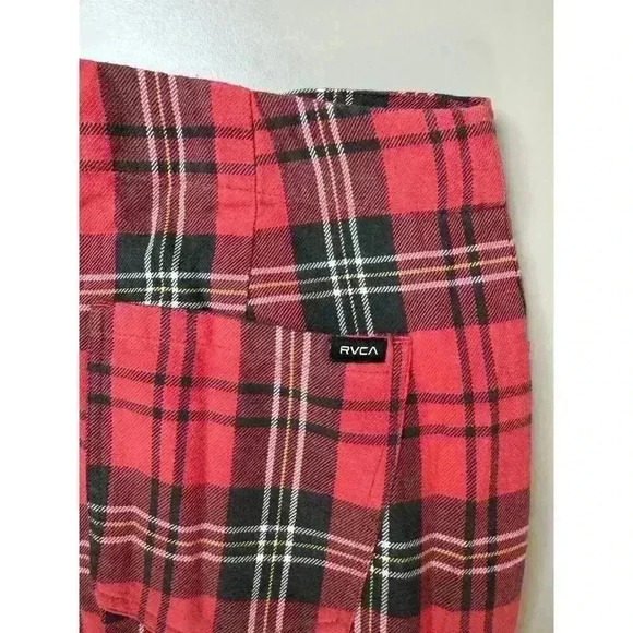 RVCA x Stella Maxwell NWT Women’s Ramone Pants Size 29 Red Plaid Punk Grunge Emo - Picture 9 of 16